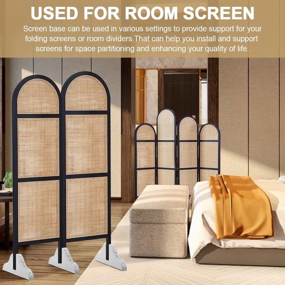 6 Pack Room Divider Stand for Foldable Screen Brackets, Room Divider Stand with Screws, Folding Privacy Screen Holder for Hotel Home Office(White)