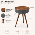 Smart Side Table with Wireless Charger, Modern Smart End Table with Speaker, 16" Coffee Table with USB Charging Port for Bedroom, Living Room, Office