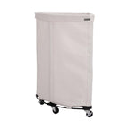 Seville Classics Large Commercial Heavy Duty Rolling Steel Frame Laundry Hamper Canvas Cart Bin, w/Wheels for Hotel, Home, Closet, Bedroom, Natural White, Corner 17.7” D x 24.0” W