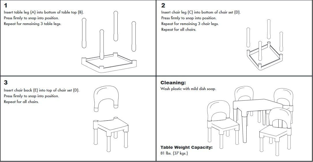 Humble Crew Toddler Table and Chair Set for Kids, Indoor Outdoor, Plastic | Lightweight 5 piece activity desk, easy to clean surface, great for crafts, snacks, and homework in any playroom or bedroom
