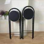 Folding Breakfast Bar Stool, 26/28/30" Tall Chair with Padded Seat, Portable Round Counter Height Stool with Backrest, Foldable Stool for Adults Outdoor Indoor ( Color : Black 1 pc , Size : 75cm/30" )