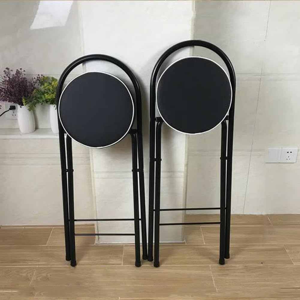 Folding Breakfast Bar Stool, 26/28/30" Tall Chair with Padded Seat, Portable Round Counter Height Stool with Backrest, Foldable Stool for Adults Outdoor Indoor ( Color : Black 1 pc , Size : 75cm/30" )