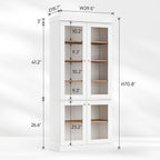 ivaniti 70.8" Tall Farmhouse Kitchen Pantry Cabinet with Glass Doors, Modular Storage Cabinet with 6-Tier Adjustable Shelves, White, Wooden Hutch for Kitchen, Living Room, Set of 2