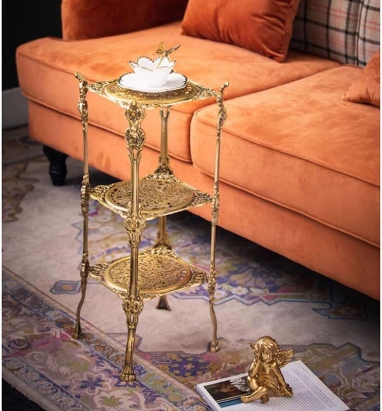 Nordic Home Living Room Metal Floor Rack Multi-Layer Hollow Shape Storage Light Luxury Side Table