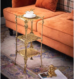 Nordic Home Living Room Metal Floor Rack Multi-Layer Hollow Shape Storage Light Luxury Side Table