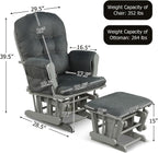DORTALA Baby Glider Rocker with Ottoman, Multi-Position Glider with Cleanable Upholstered, Smooth Rocking Motion, Nursery Glider & Ottoman Sets for Nursing Baby, Reading, Grey