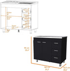 Black 2-Door 3-Drawer Kitchen Cabinet