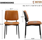 Okeysen Leather Dining Chairs Set of 2, Mid Century Modern Dining Chairs with Bentwood Backrest and Upholster Seat,Armless Kitchen Chairs with Metal Legs Adjustable Foot for Dining Room(Grey Bentwood)