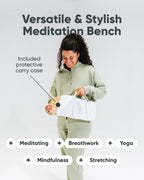 Mindful Modern Folding Meditation Bench - Bamboo Kneeling Stool with Locking Magnetic Hinges - Portable Cross Legged Folding Seiza Chair w/Travel Bag