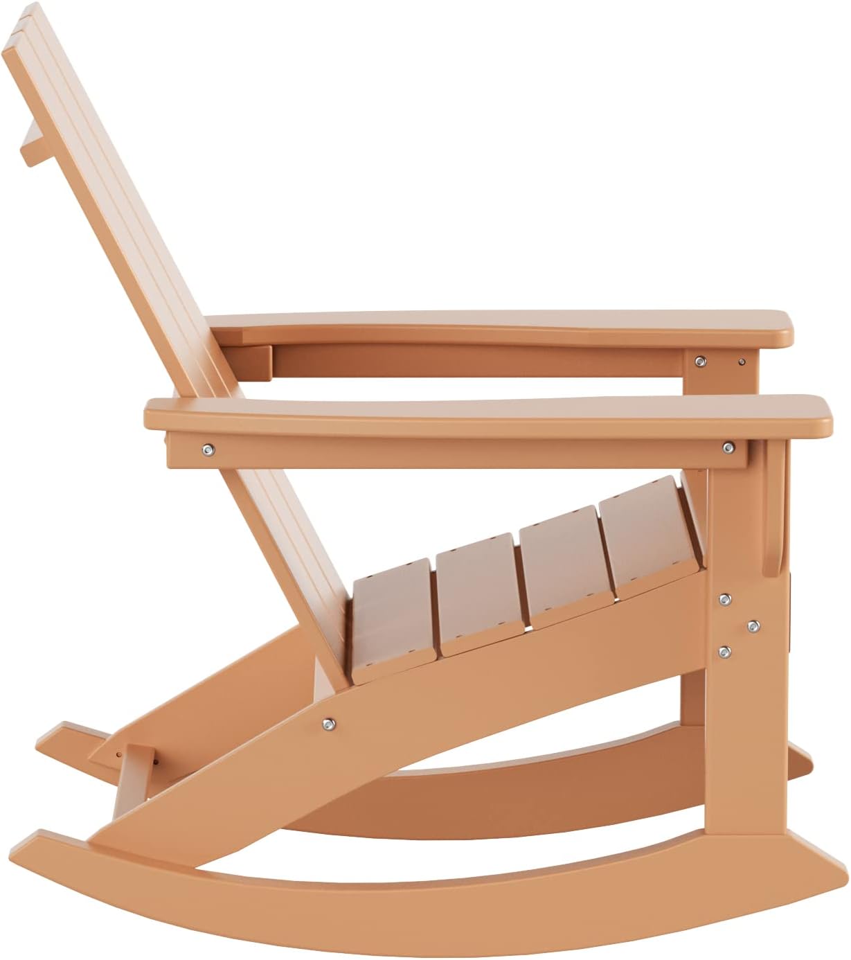 HDPE Shoreside Modern Rocking Poly Adirondack Chair (Set of 4),Teak