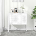 White Steel Sideboard with Adjustable Levelers, Modern Rectangular Storage Cabinet for Living Room and Dining Room, Sleek Design with Single Shelf, Sturdy Powder-Coated Steel