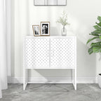 White Steel Sideboard with Adjustable Levelers, Modern Rectangular Storage Cabinet for Living Room and Dining Room, Sleek Design with Single Shelf, Sturdy Powder-Coated Steel