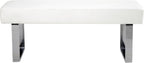 Armen Living Amanda Bench in White and Chrome Finish 48"x18"x19"