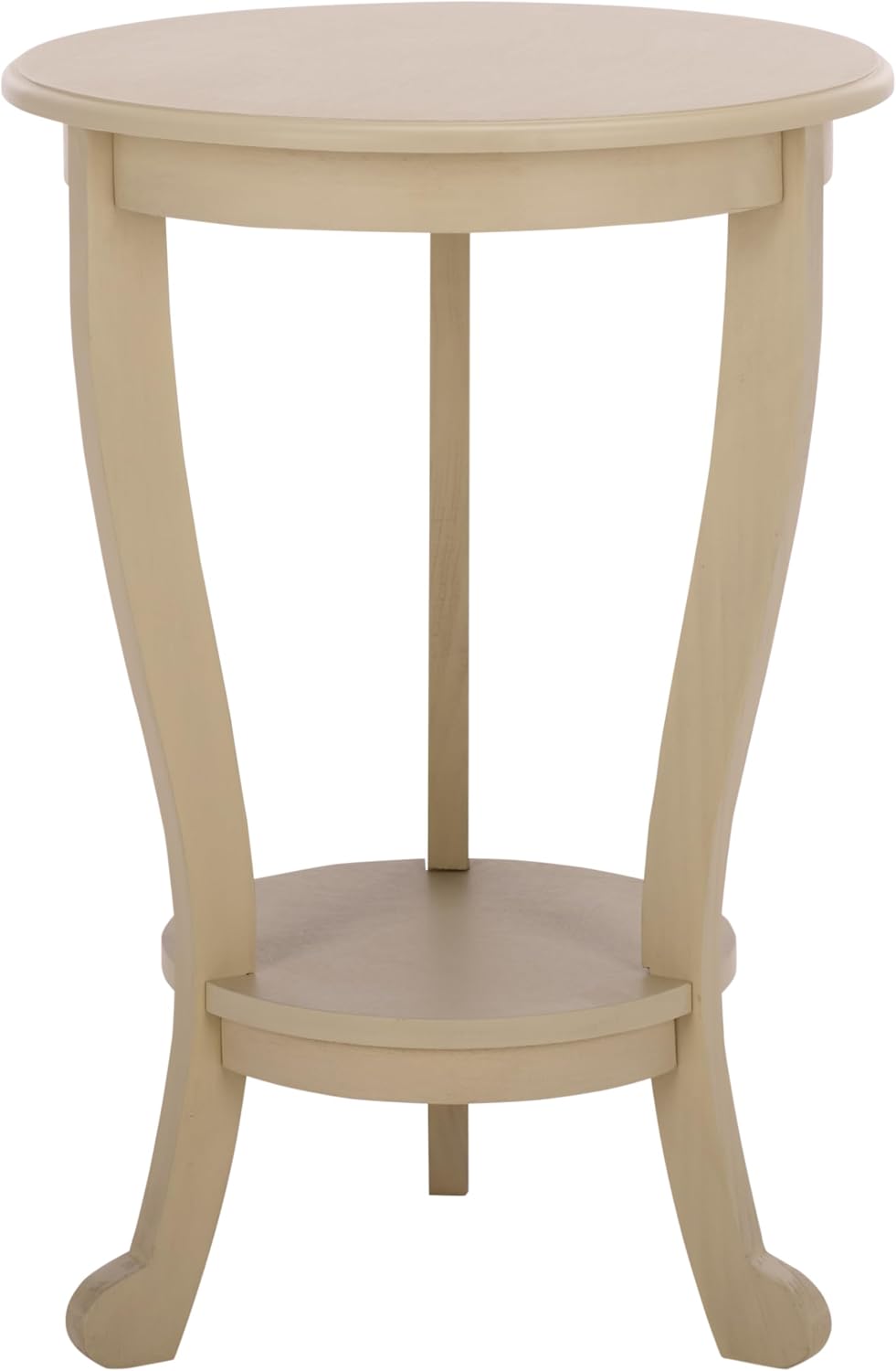 SAFAVIEH Furniture - Mary Pedestal Table - Sand - Solid Wood - Farmhouse Pedestal Design - Ideal for Living Room, Entryway, Home Office, 18.1" W x 18.1" D x 26" H (AMH5711G)