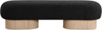 Meridian Furniture 22001Black Robertson Collection Art Deco Bench with Luxurious Black Boucle Fabric and Rich Natural Oak Finish, 60.5" W x 18" D x 16" H, Black