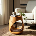 Rustic End Table, Side Table, or Small Night Stand - Solid Natural Wood Bedside Table with Open Cut-Out Design - Perfect for Modern Small Spaces, Bedroom, or Living Room Decor - 18" Bronze