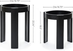 LuxenHome Set of 2 Black Nesting Tables, Space Saving Modern Round Side Table Set for Living Room, Bedroom