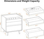 25.43" Nightstands Set of 2 with Leg Walnut Night Stand Set 2 for Bedrooms | Mid Century Modern Nightstands with Charger Station Wooden Bedside Table Set of 2 Night Stands for Bedrooms Set of 2