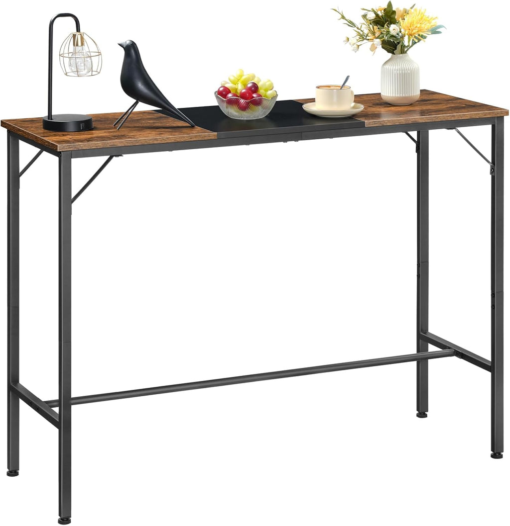 HOOBRO Bar Table, 47.1" Rectangular Pub Table, Tall Counter Height, Long Bar Height Table for Small Space, Sturdy and Durable, Easy to Assmble, Rustic Brown BF12BT01
