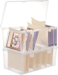 Trading Card Storage Box with 6 Dividers,Toploads Storage Box Plastic Baseball Card Storage Box for 500+ Sports Cards 100+ Top Loads for MTG Magic TCG Yugioh Playing Card Case Holder (2 Pack)