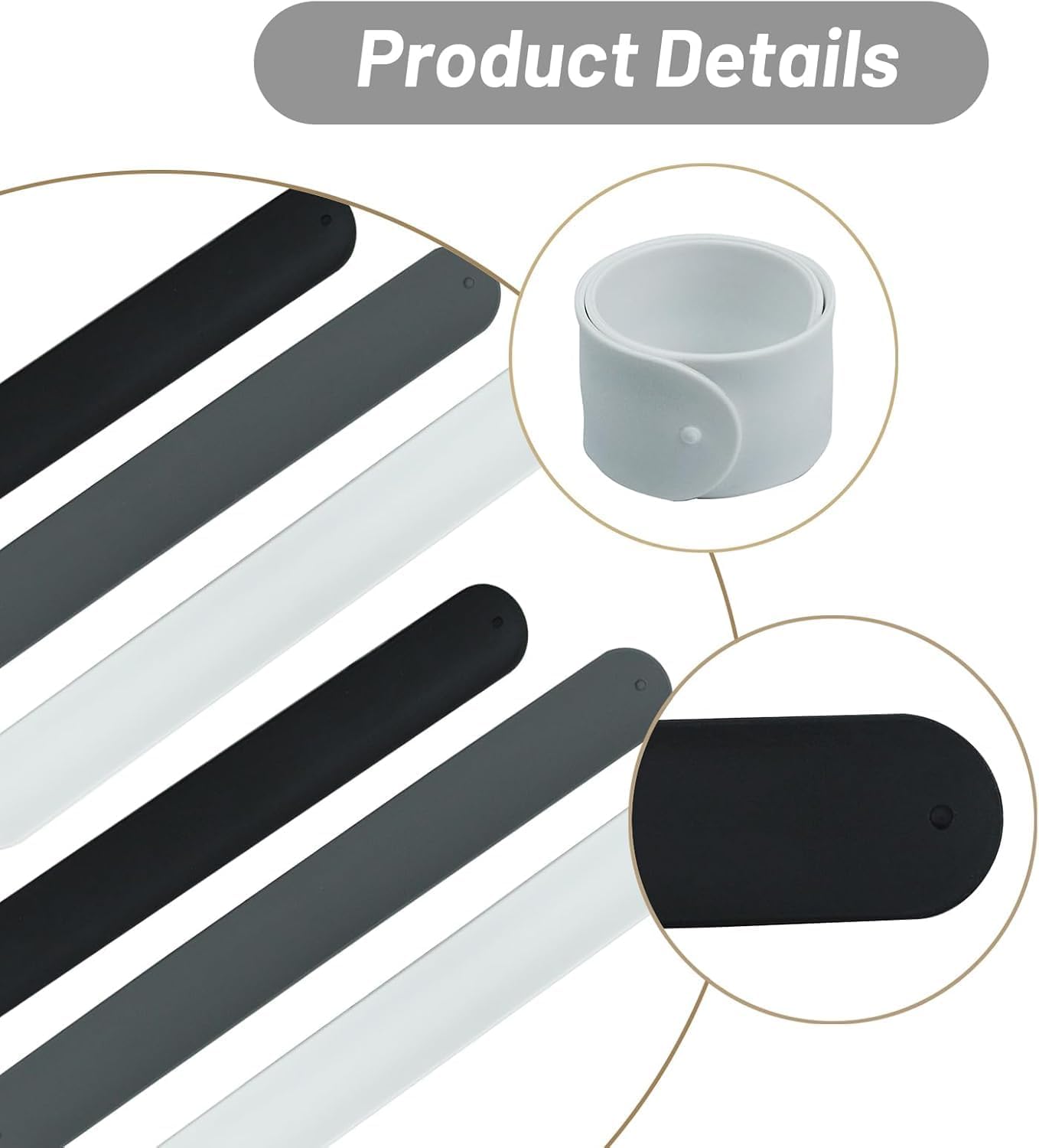 6 Pieces Wrapping Paper Holder Paper Roll Holder Silicone Covered Metal Strips Poster Slap Bands Gift Wrapping Paper Clamps for Home Storage Organization(Black,Gray,White)