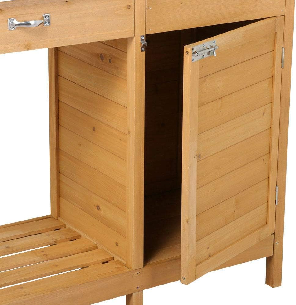 50" Heavy Duty Outdoor Garden Workbench Potting Bench Planter Table Wood Plating Shelf Cabinet Patio Working Space Crafting Gardening Lawn Backyard Tabletop Porch Balcony with Drawers