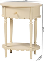 Bali & pari Liba End Table - 1-Drawer Accent Table with Scalloped Detailing and Open Shelf Storage for Hallway, Entryway, and Living Room