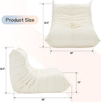 Morden Fort Big Bean Bag Chair for Adults, Faux Leather Bean Bag Sofa, Memory Foam Lounge Chairs with Ergonomic Design, Lazy Togo Chair for Living Room, Bedroom, Dorm, Office(White)