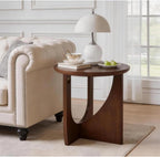 Solid Wood Side Table, End Table, Rustic Center Table, Simple Accent Table for Living Room, Round Design