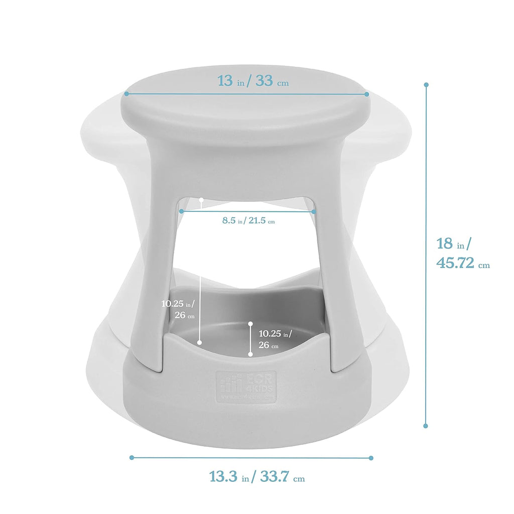 ECR4Kids Active Storage Wobble Stool, 18in Seat Height, Childrens Furniture, Light Grey