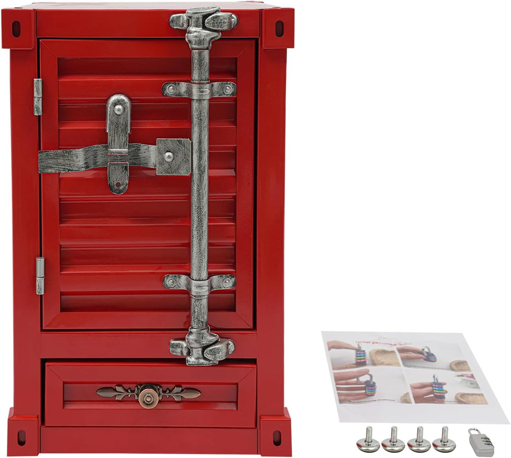 Industrial Metal Shipping Container Cabinet, Iron Side Table with Drawer, Industrial Nightstand Bedside Table with Storage for Living Rooms, Bedrooms, Offices, Bars, Studios, Garages