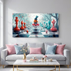 ZESTRILIA Alice in Wonderland Chess Canvas Wall Art, Fantasy Surrealist Whimsical Fairy Tale Decor for Living Room, Girls Bedroom Family Room (40x20 Inches)