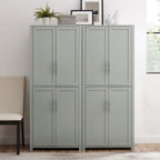 HomeStock Pantry Cabinet - 2 Piece Storage Organizer with Doors - 56 Wide - Gray