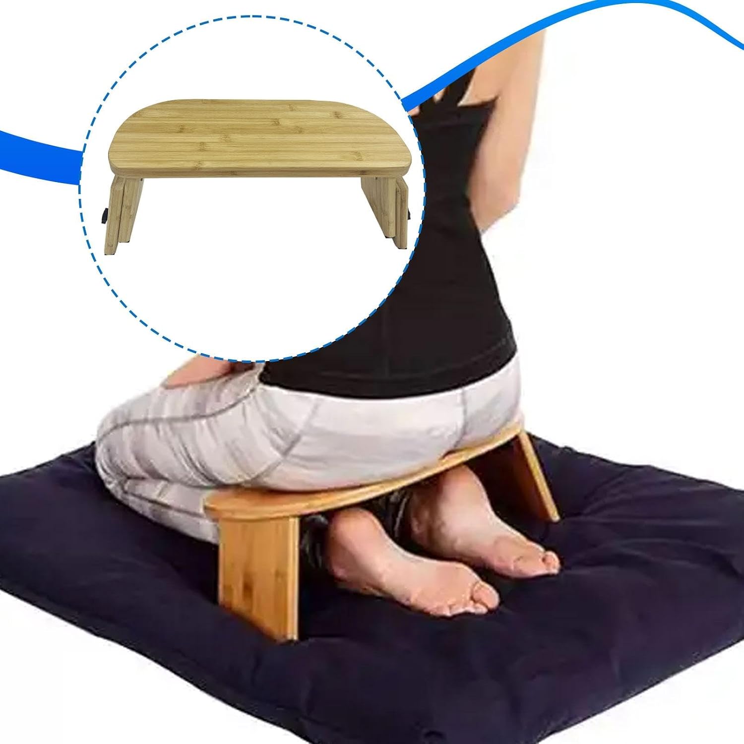Meditation Bench Portable Wooden Meditation Stool Adjustable Kneeling Prayer Seat Ergonomic Yoga Stable Anti Slip Base Suitable for Meditation