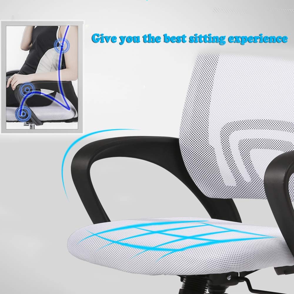 BestOffice Ergonomic Office Chair Mesh Cheap Desk Chair Task Computer Chair Lumbar Support Modern Executive Adjustable Rolling Swivel Chair for Back Pain, White
