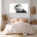 GAFSING Black White Owl Canvas Wall Art for Living Room Office Modern Double Exposure Forest Painting Prints Contemporary Canvas Artwork Dining Bedroom Decor Large