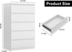 Jocoevol White 5 Drawer Dresser for Bedroom, 15" D x 23.7" W x 40.4" H in Simply Modern Chest of Drawers, Wood Storage Dresser with Deep Drawers for Living Room Hallway Entryway, White