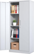 71" Tall Metal Storage Cabinet with Adjustable Shelves, Kitchen Pantry Storage Cabinet with 2 Doors, 31.5" W White Pantry Cabinet for Dining Room, Kitchen, Assembly Required, White