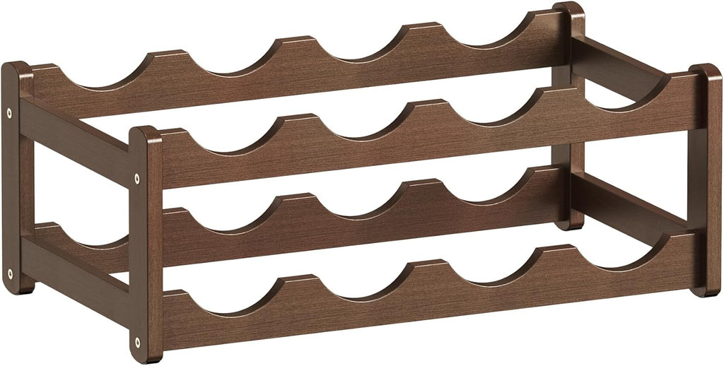 Wine Rack |Open & 2-Tier Bamboo Wine Holder| Freestanding Floor & Countertop Wine Display-Space-Saving Wooden Wine Storage Shelf for Kitchen, Cabinets,Bar & Dining Room(1, 2-Tiers)