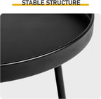 2-Tier Round End Table,Small Side Table Round Metal Coffee Tables Nightstand for Small Spaces Indoor Outdoor and Living Room Bedroom or Office, Black