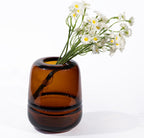 Relexome Amber Glass Flower Vase for Centerpieces Flowers 6.7 Inch Round Modern Glass Bud Vase Decorative Vases for Home Decor, Living Room, Dining Table, Entryway, Shelf, Office