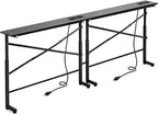 Adjustable Behind Couch Table with Outlets, Black