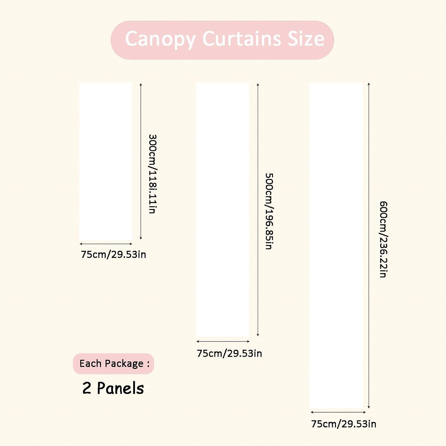 2 Panel Champagne Sheer Canopy Bed Curtains for Twin/Full/Queen/King Bed, 30"X118" Soft Breathable Voile Drapes - Flowy DIY Bedroom Decor for Standard Canopy Bed Frames