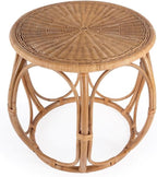 Beaumont Lane Round Woven Rattan End Table, Natural Finish, 28" W x 28" D x 24" H, Durable Rattan Construction, Open Weave Design, Eco-Friendly Living Room, Family Room or Sunroom Side Table