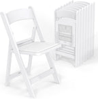 VINGLI Resin Folding Chairs with Cushion, Foldable Plastic Chair with Comfortable Padded Seats, Perfect for Event Party Indoor Outdoor, White, 8 PC