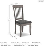 Signature Design by Ashley Shullden Upholstered Dining Chair, Set of 2 | Hardwood solids frame in medium gray, Easy-clean charcoal polyester over foam, Space-saving armless slat-back design