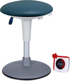 Wobble Stool for Kids Ages 7–12; Adjustable Height Wobble Stool; Classroom Seating with Soft, Easy-to-Clean New Fabric Cushion; Flexible Wiggle Chair for Focus & ADHD + Bonus Visual Timer (Lake Teal)