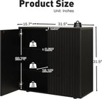 Rophefx Fluted Sideboard Cabinet, 94.5" Buffet Cabinet with Storage, Credenza Storage Cabinets with Adjustable Shelf, Wood Entryway Cabinets with Pop-up Doors for Living Room, Entryway, Hallway, Black