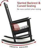 Stoog Patio Rocking Chair, All-Weather Porch Rocker, 400 lbs Weight Support, Never Fade or Rot, for Backyard, Fire Pit, Lawn and Garden, Black