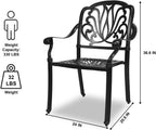 Outdoor Dining Chairs Cast Aluminum, Patio Dining Chairs Set of 2, Conversation Furniture Set for Backyard, Black
